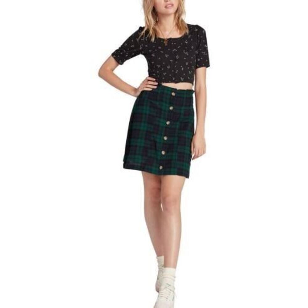 Volcom Juniors Untamed Feels Mini Skirt Green Large(10) MSRP $50